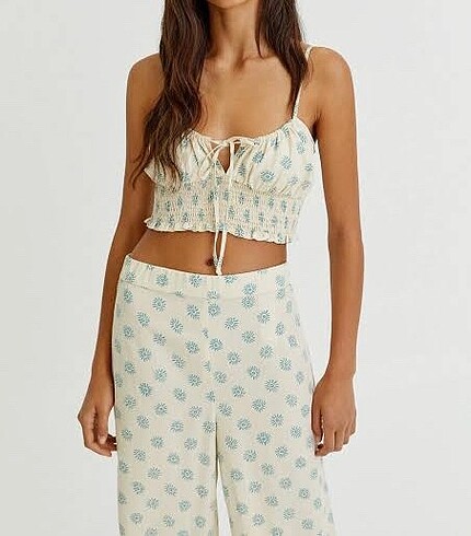 Pull and bear güneş desenli ikili alt üst Yazlık takım