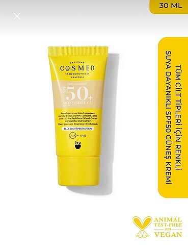 Cosmed renkli güneş kremi 50 faktör 30 ml