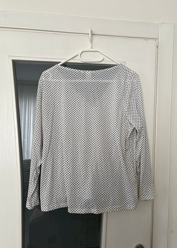 xl Beden H&M V Yaka Uzun Kollu Puantiyeli Bluz