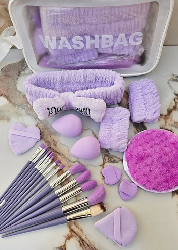 Pastel Pembe Makyaj Fırçası Seti ve Aksesuarları - Görsel 2