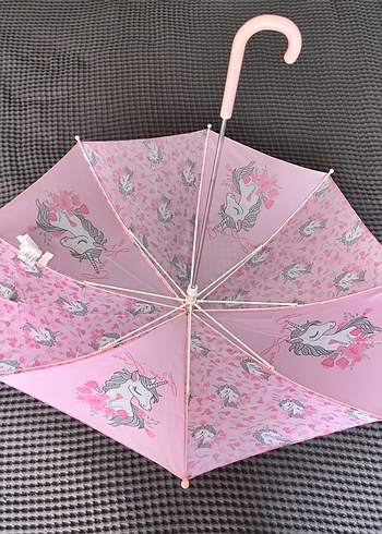  Beden Pembe Unicorn Desenli Fırfırlı Çocuk Şemsiye