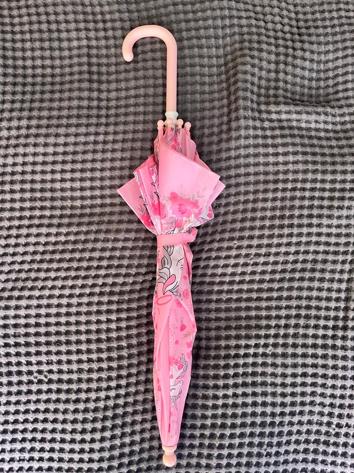 Pembe Unicorn Desenli Fırfırlı Çocuk Şemsiye - Görsel 2