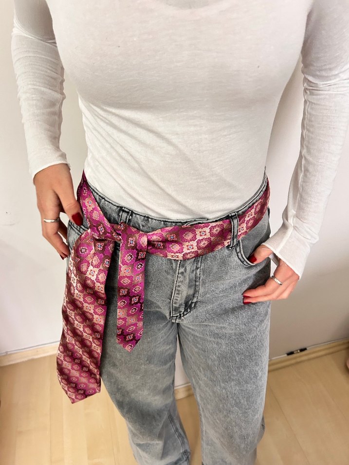 Pastel Pembe Bohem Kravat - Görsel 2