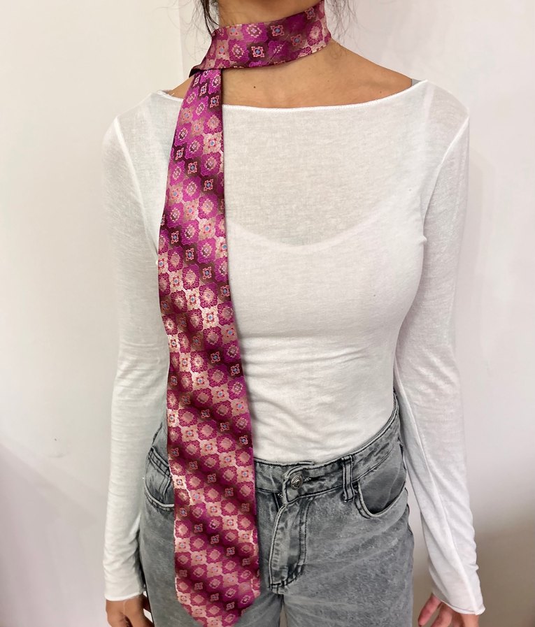 Pastel Pembe Bohem Kravat - Görsel 3