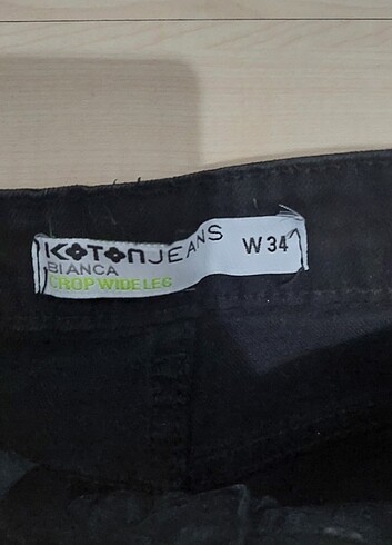 xs Beden Koton Siyah Wide Leg Jean