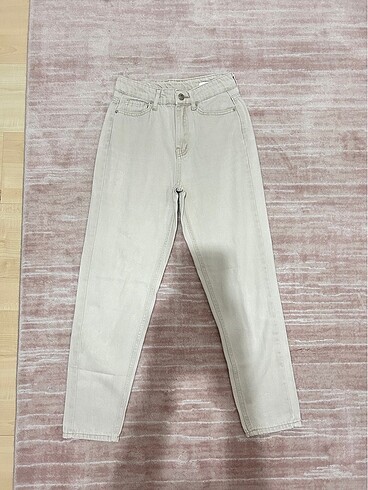 Taş Rengi Mom Jean