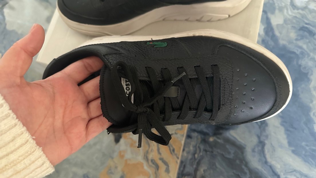 Siyah Bağcıklı Lacoste Spor Ayakkabı - Görsel 4