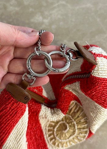 Nakışlı Boncuklu Kırmızı Bohem Çanta - Görsel 4