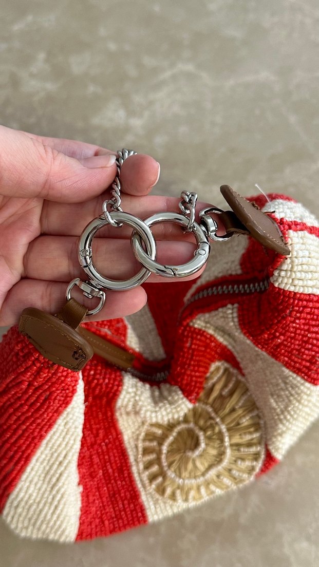 Nakışlı Boncuklu Kırmızı Bohem Çanta - Görsel 4