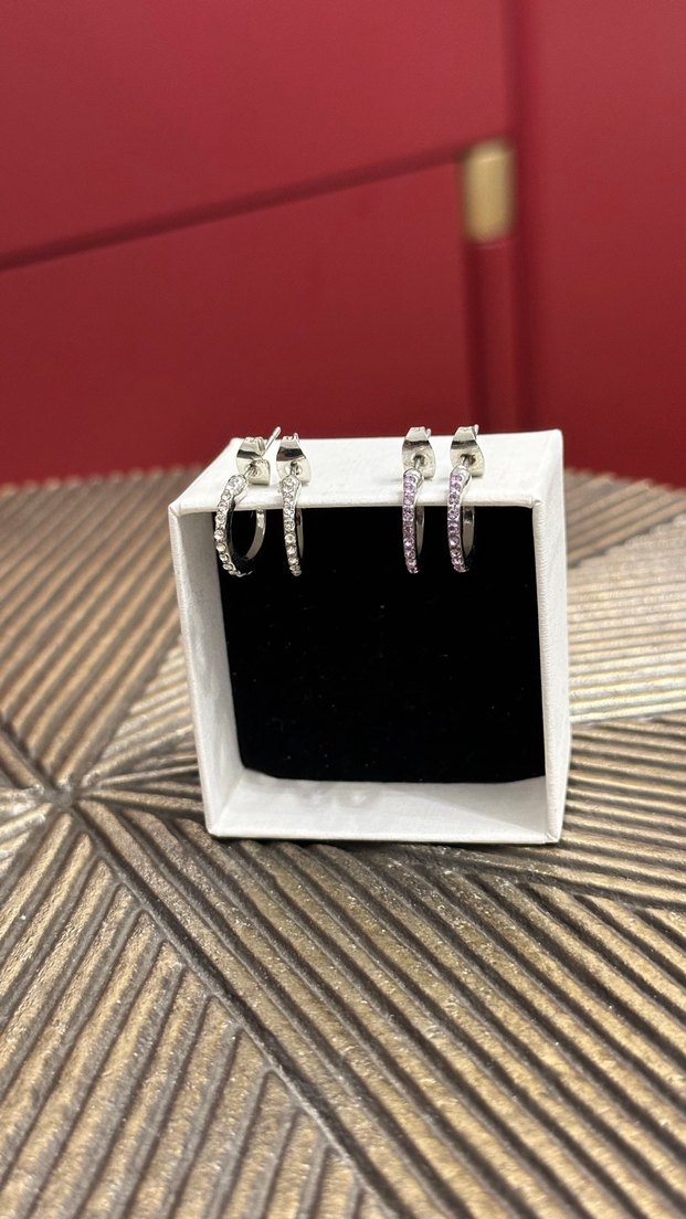 Minimalist Mini Gümüş Taşlı Küpe - Görsel 2