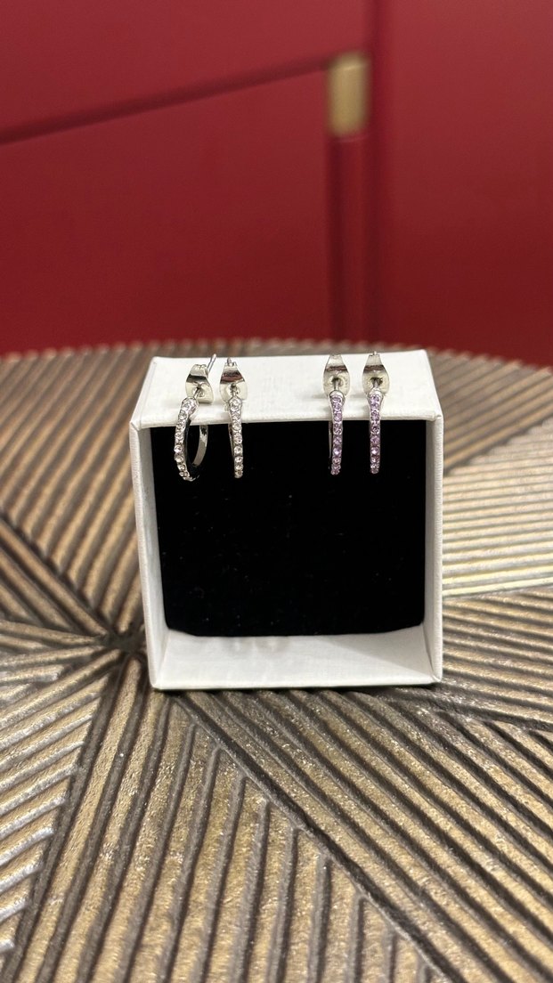 Minimalist Mini Gümüş Taşlı Küpe - Görsel 3