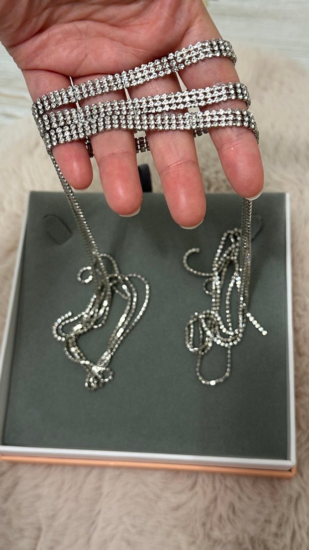 Gri Uzun Zincirli Kadın Kolye - Görsel 4