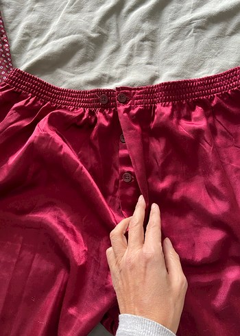 ERKEK Saten Bordo Uzun Kollu Pijama Takımı - Görsel 4