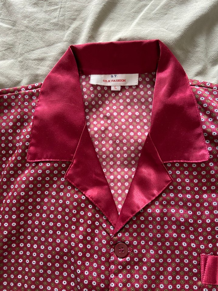 ERKEK Saten Bordo Uzun Kollu Pijama Takımı - Görsel 2