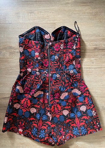 H&M Çiçek Desenli Straplez Korseli Şort Tulum - S/36 - Görsel 4