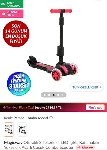 Işıklı Pembe Çocuk Scooter'ı - Görsel 2