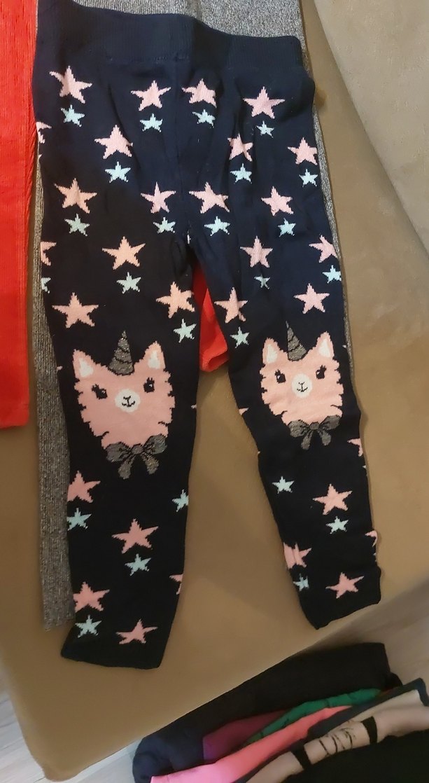 Kız Çocuk Gri Desenli Triko Tayt - Görsel 4