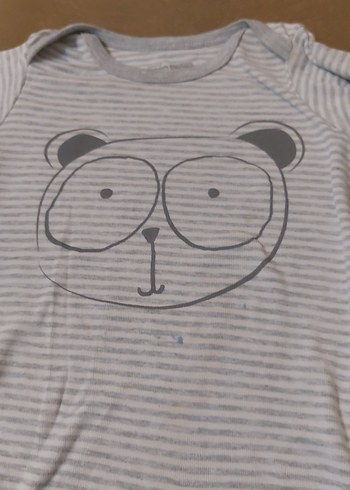 Gri Zebra Desenli Kısa Kollu Bebek Body - Görsel 2