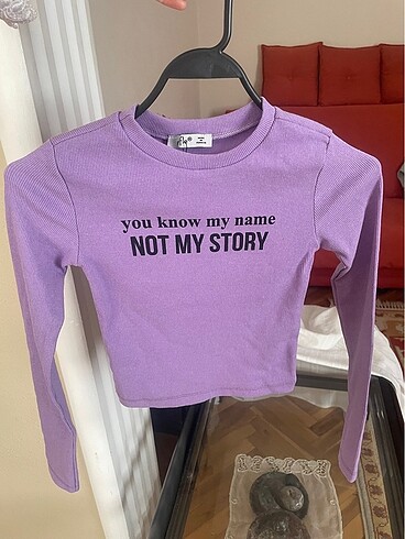 Mor crop bluz uzun kollu xs