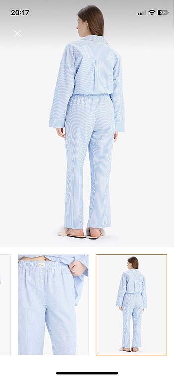 Defacto 0 pamuk pijama takımı mavi beyaz