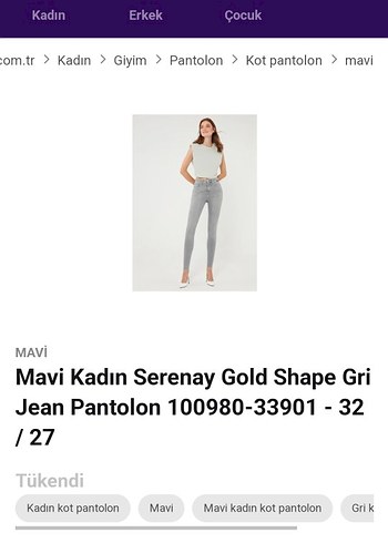 Mavi Jeans Gri Normal Boy Dar Kesim Kadın Kot Pantolon