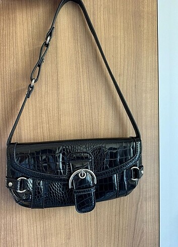 Siyah suni deri Stradivarius çanta 