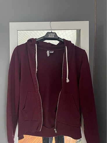 h&m bordo fermuarlı sweatshirt