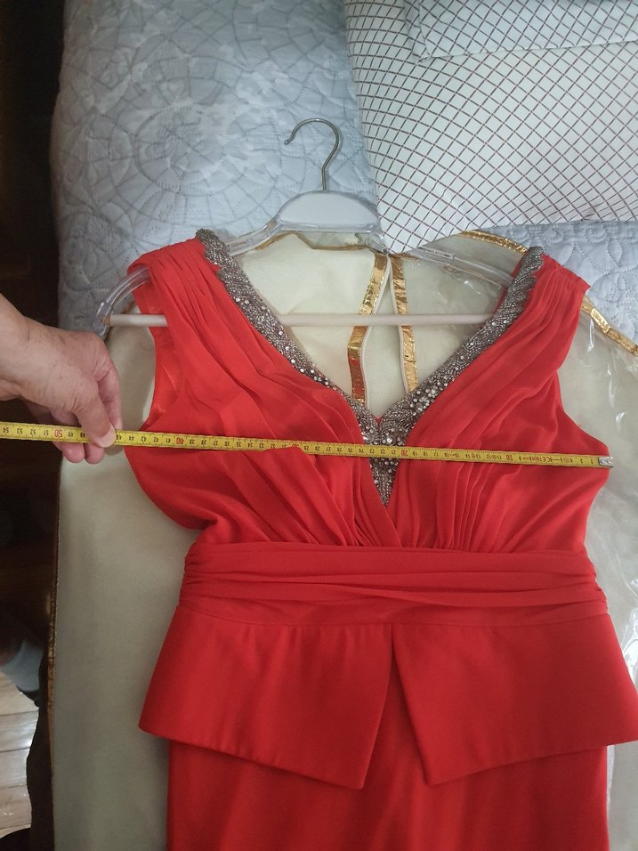 Kırmızı Drapeli ilmio Abiye Elbise - Görsel 5