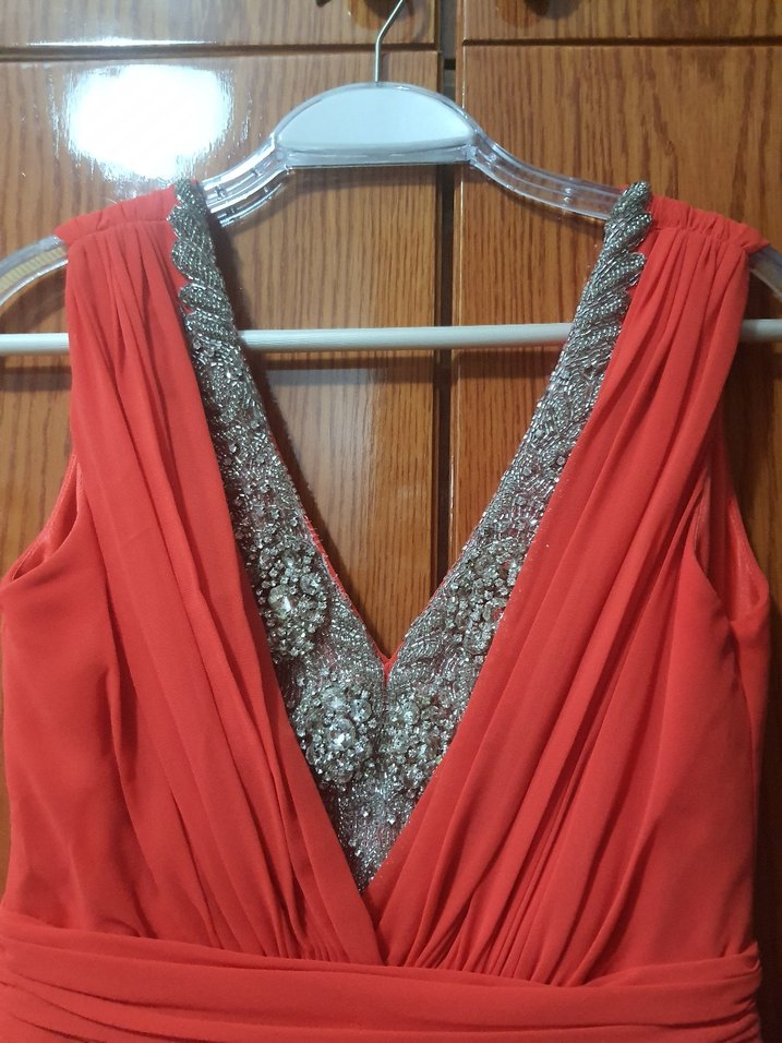 Kırmızı Drapeli ilmio Abiye Elbise - Görsel 4