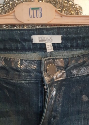 varak detaylı Midi Boy Kadın Kot Pantolon - Görsel 3