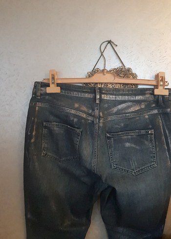 varak detaylı Midi Boy Kadın Kot Pantolon - Görsel 4