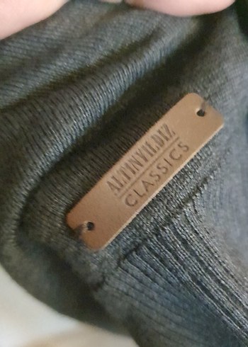 Gri V Yaka Erkek Triko Kazak altınyıldız - Görsel 6