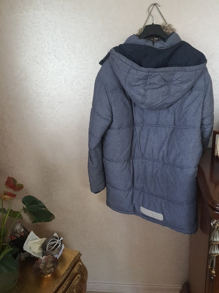 Gri Erkek kaban Orta Boy, Fermuarlı - Görsel 5