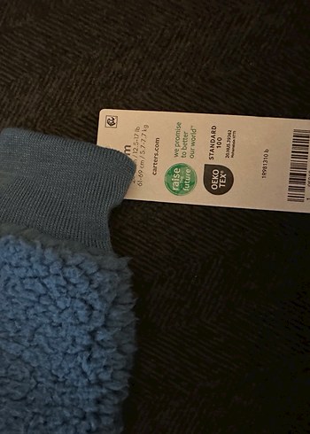 Mavi peluş Bebek Erkek hırkası - Görsel 4