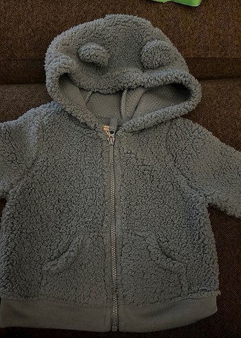 Mavi peluş Bebek Erkek hırkası - Görsel 2