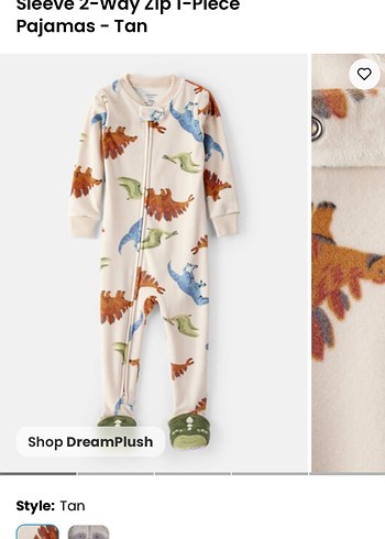 Bebek Erkek Dinozor Baskılı Fermuarlı Tulum - Görsel 2