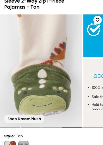 Bebek Erkek Dinozor Baskılı Fermuarlı Tulum - Görsel 4