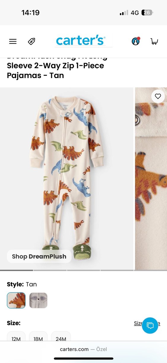 Bebek Erkek Dinozor Baskılı Fermuarlı Tulum - Görsel 2