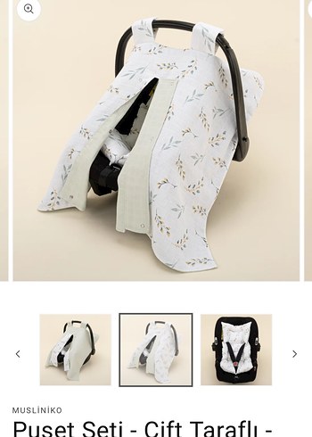 Çift Taraflı Beyaz Bebek Oto Koltuğu Minderi ve puset örtüsü - Görsel 2