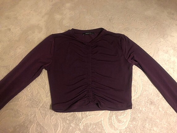 xs Beden bordo Renk Crop Üst