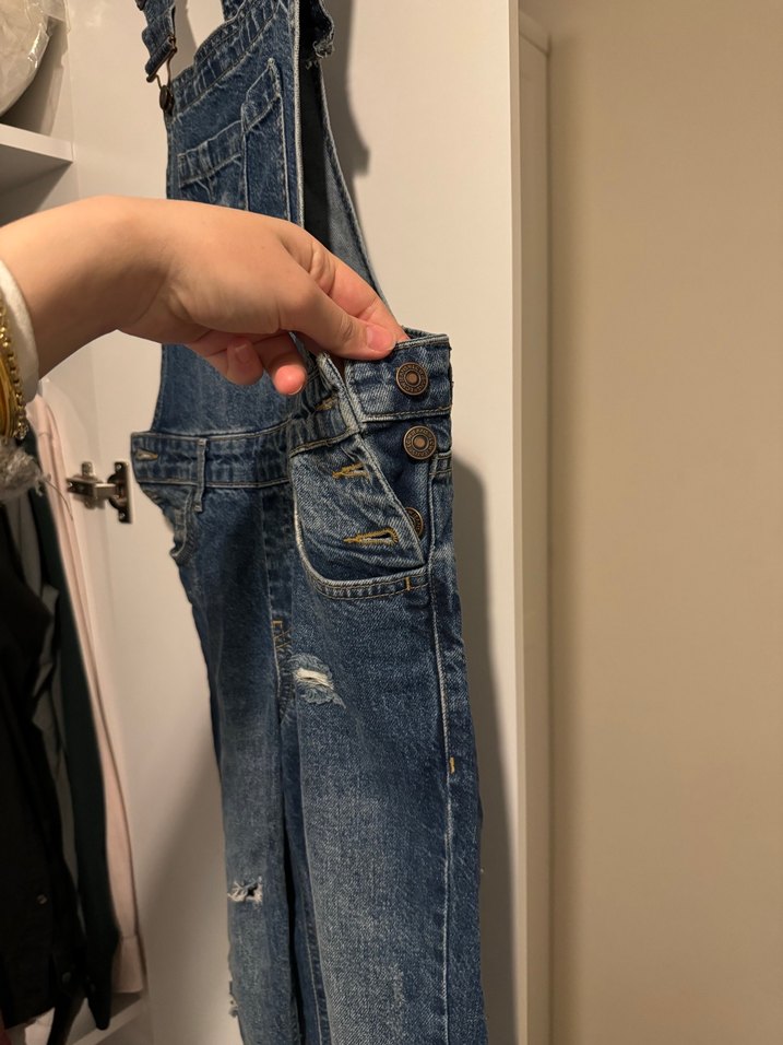 Kadın Lacivert Denim Midi Tulum - Görsel 2