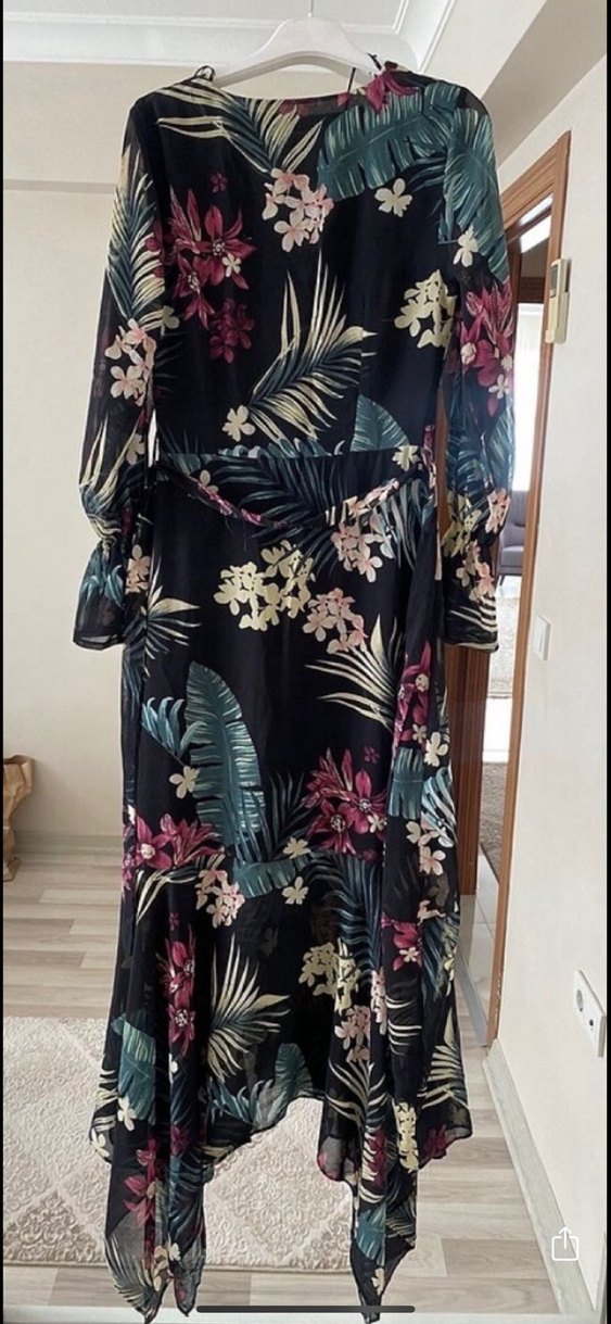 Çiçek Desenli Uzun Bohem Elbise - Görsel 4