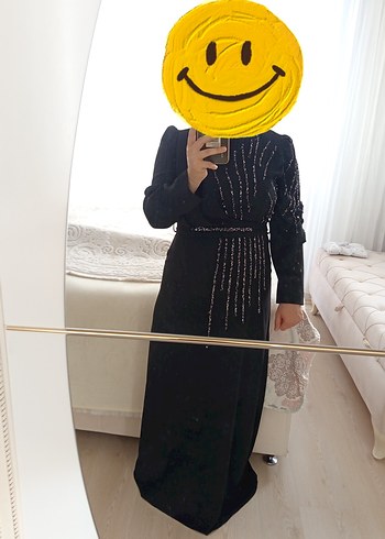 Drapeli Siyah Uzun Kadın Elbise - Görsel 5