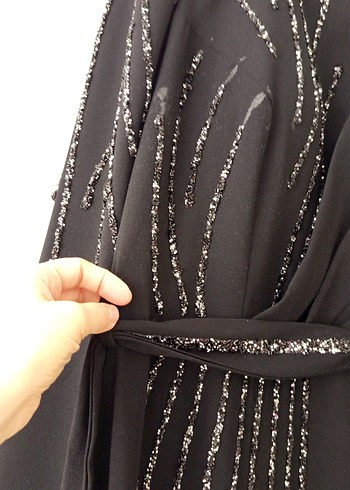 Drapeli Siyah Uzun Kadın Elbise - Görsel 2