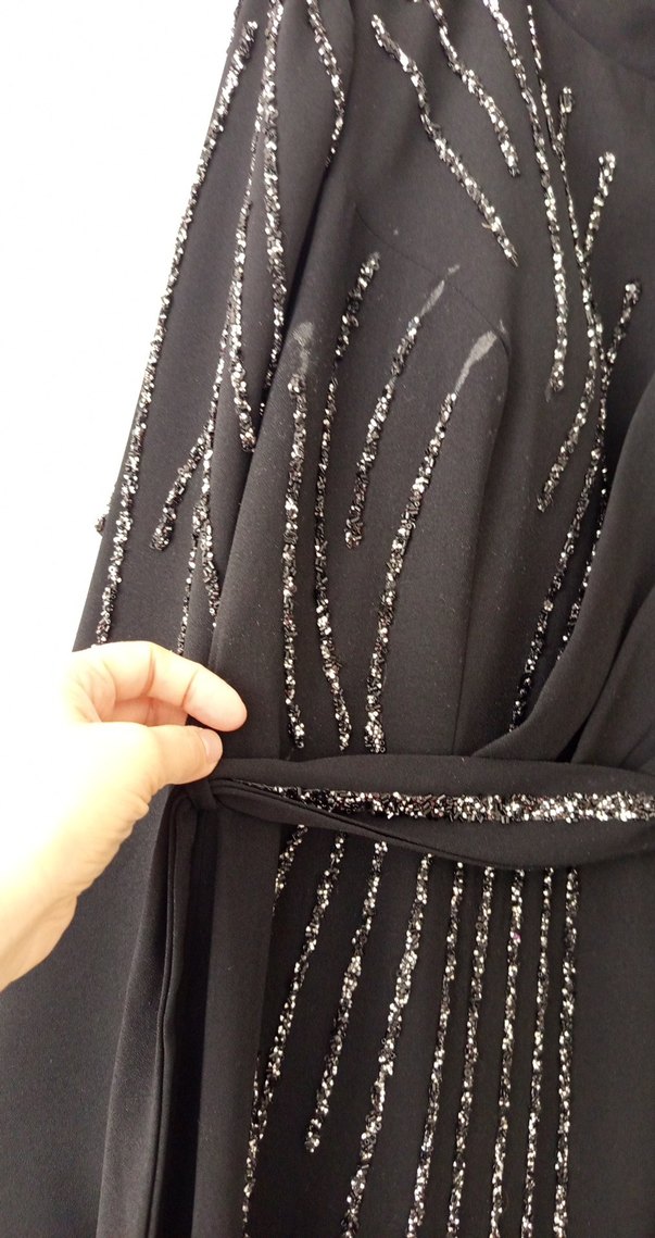 Drapeli Siyah Uzun Kadın Elbise - Görsel 2