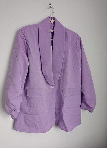 Lila Kolu Büzgülü Blazer Ceket