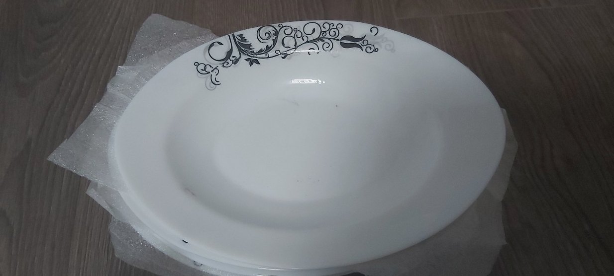 Desenli Beyaz Porselen Kayık Tabak Seti - Görsel 2