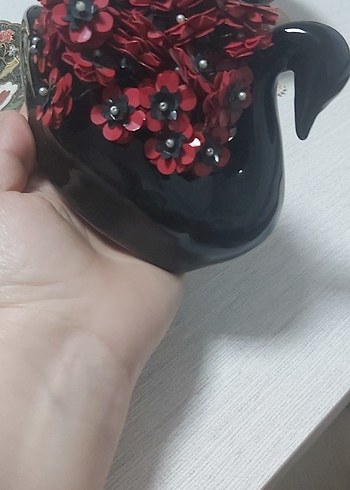 Pul Çiçekli Seramik kuğu biblosu - Görsel 6