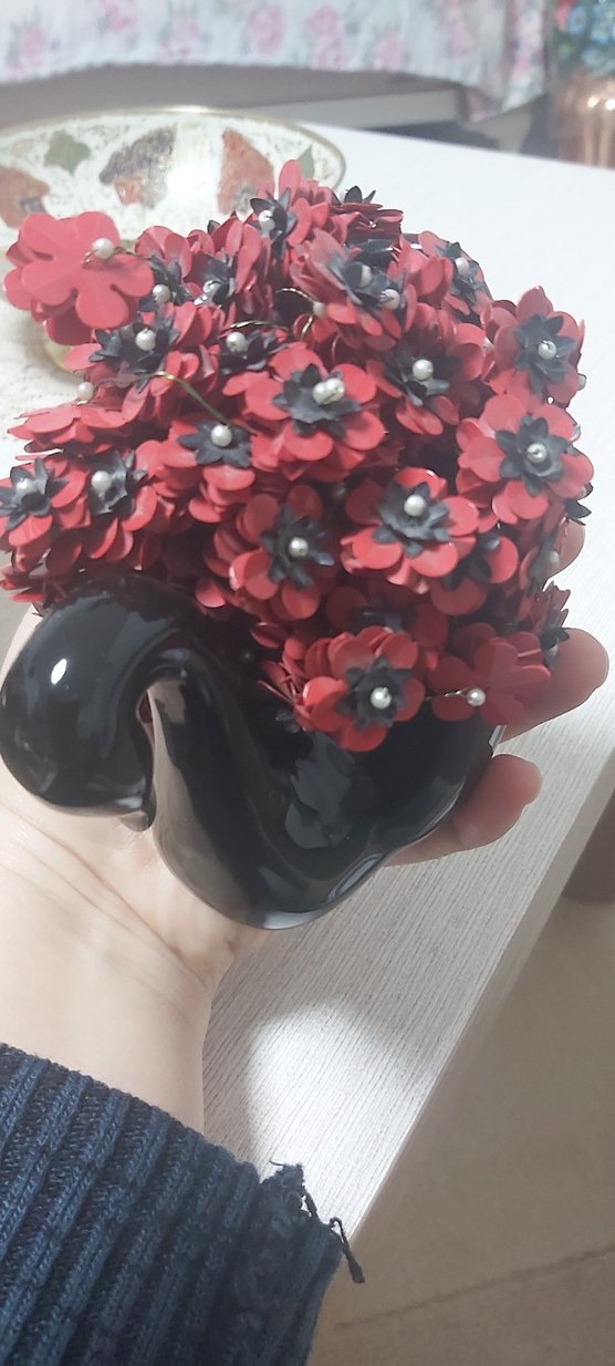 Pul Çiçekli Seramik kuğu biblosu - Görsel 2