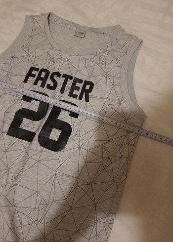 12-13 Yaş Beden Erkek Çocuk Gri Baskılı Kolsuz Tişört